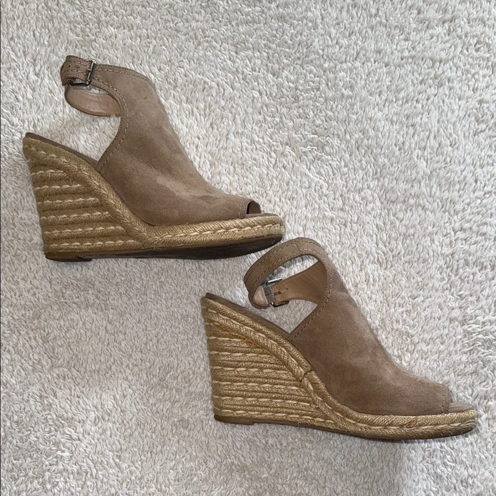 👡 Women’s Merona Peep Toe Espadrille Wedges – Taupe, Size 10